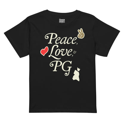 Peace, Love, & PG Women’s Cropped High-Waisted Tee